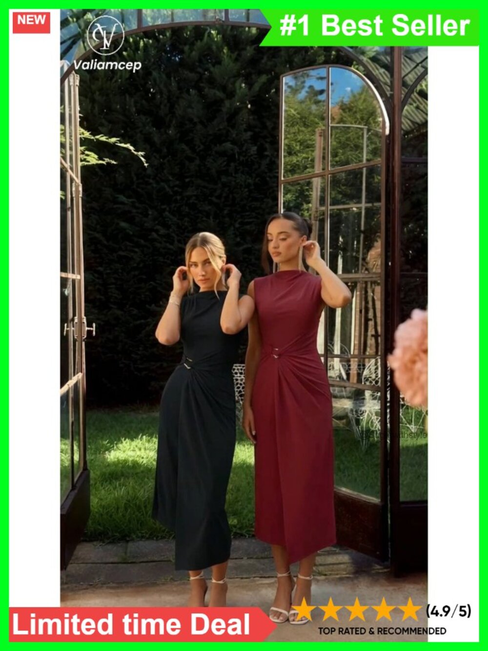 Mock Neck Ribbed Knit Ruched Bodycon Midi Dress - Picture 6 of 6